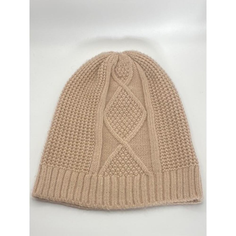 T J D Women's Blush Pink Cable Knit Ribbed Beanie SZ OS